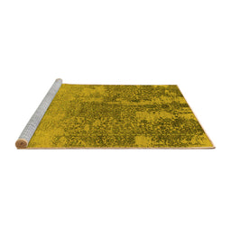 Sideview of Machine Washable Oriental Yellow Industrial Rug, wshurb2593yw