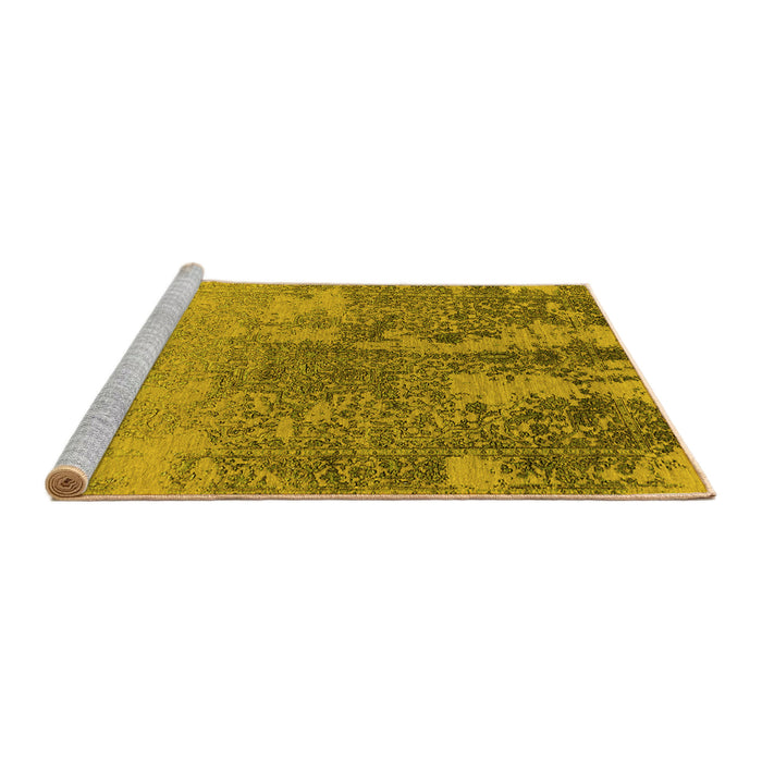 Sideview of Machine Washable Oriental Yellow Industrial Rug, wshurb2593yw