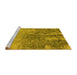 Sideview of Machine Washable Oriental Yellow Industrial Rug, wshurb2593yw