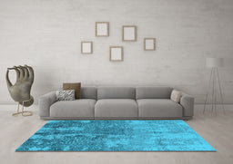 Machine Washable Oriental Light Blue Industrial Rug in a Living Room, wshurb2593lblu
