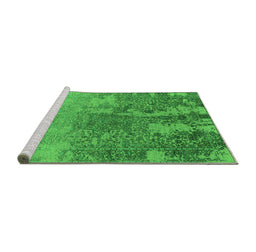 Sideview of Machine Washable Oriental Green Industrial Area Rugs, wshurb2593grn