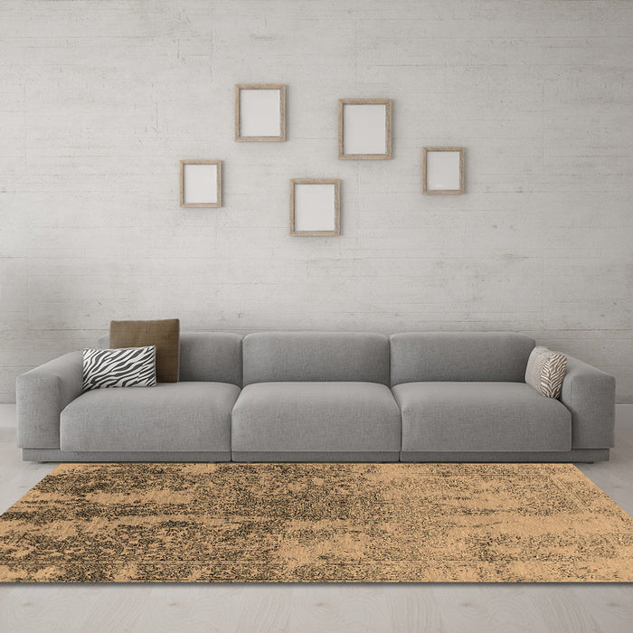 Machine Washable Oriental Brown Industrial Rug in a Living Room,, wshurb2593brn