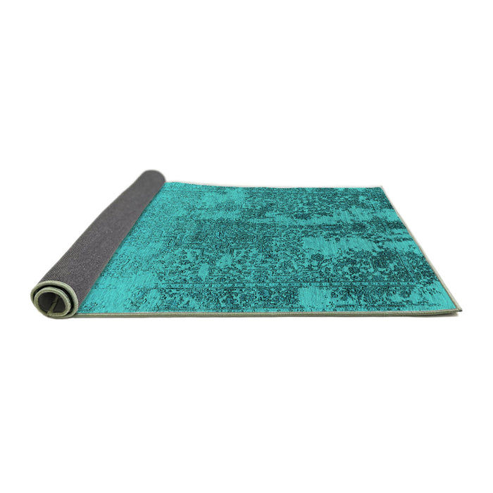 Sideview of Oriental Turquoise Industrial Rug, urb2593turq