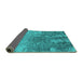 Sideview of Oriental Turquoise Industrial Rug, urb2593turq