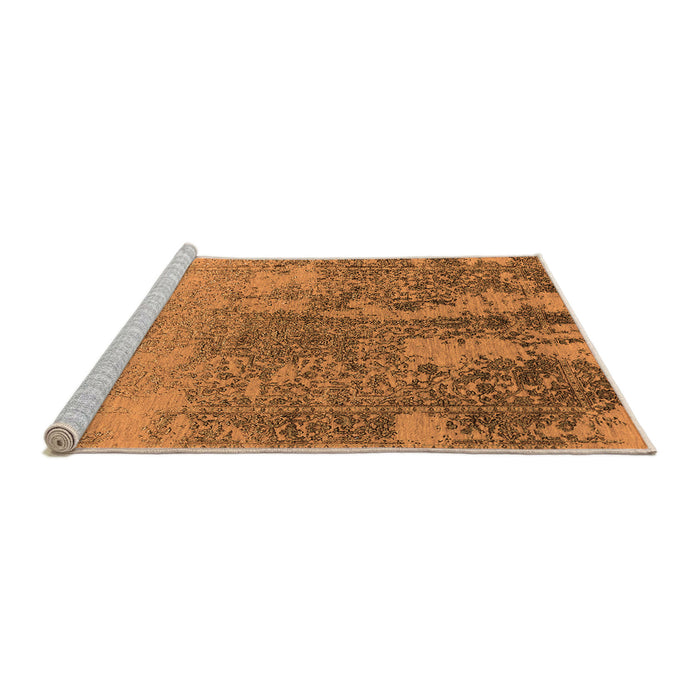 Sideview of Machine Washable Oriental Orange Industrial Area Rugs, wshurb2593org