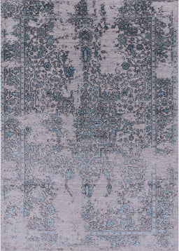Mid-Century Modern Mist Blue Oriental Rug, urb2593