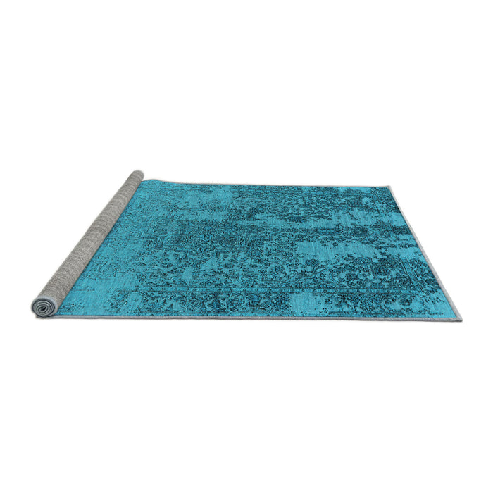 Sideview of Machine Washable Oriental Light Blue Industrial Rug, wshurb2593lblu