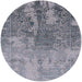 Round Machine Washable Industrial Modern Mist Blue Rug, wshurb2593