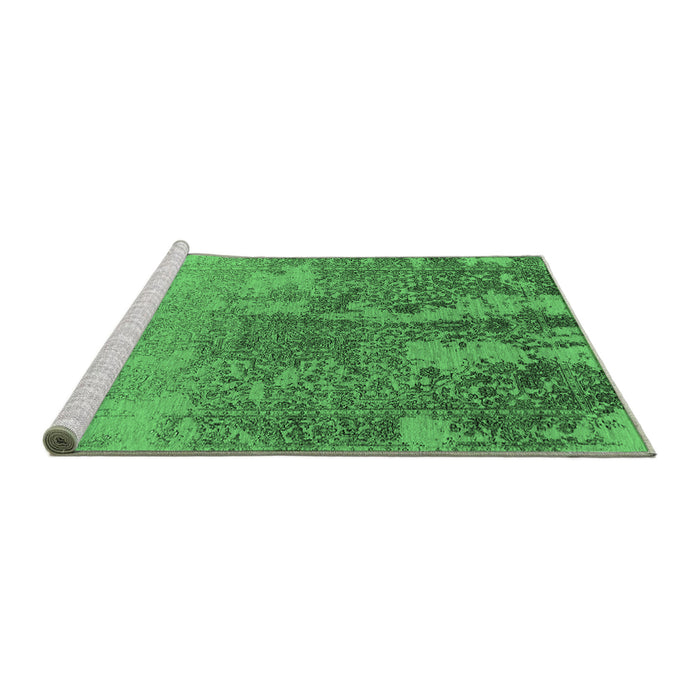 Sideview of Machine Washable Oriental Emerald Green Industrial Area Rugs, wshurb2593emgrn