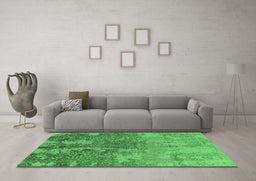 Machine Washable Oriental Emerald Green Industrial Area Rugs in a Living Room,, wshurb2593emgrn
