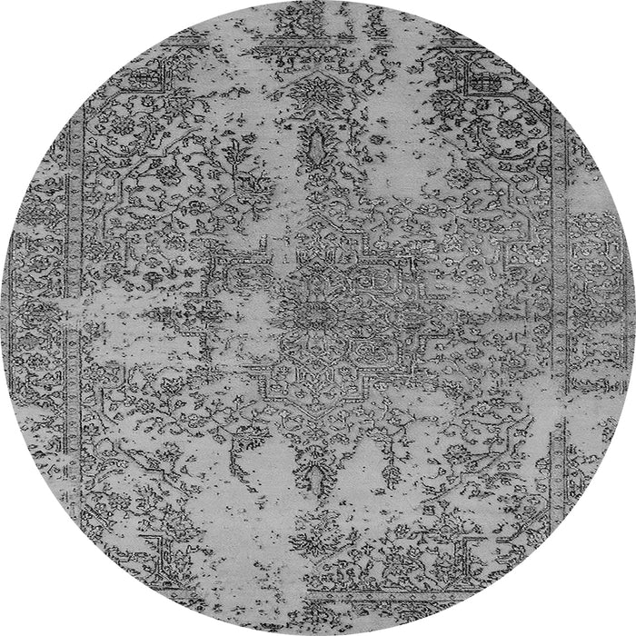 Round Machine Washable Oriental Gray Industrial Rug, wshurb2594gry