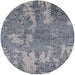 Round Mid-Century Modern Dark Gray Oriental Rug, urb2594