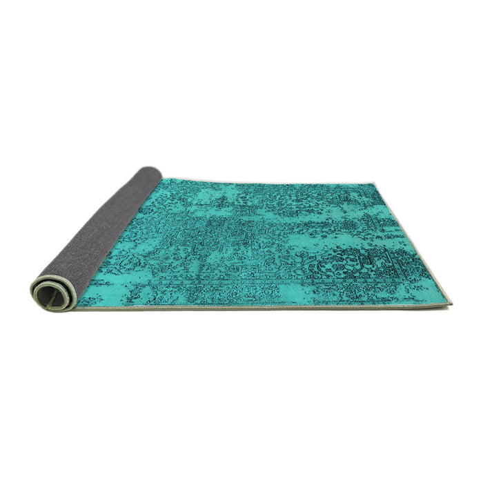 Sideview of Oriental Turquoise Industrial Rug, urb2594turq