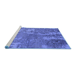 Sideview of Machine Washable Oriental Blue Industrial Rug, wshurb2594blu