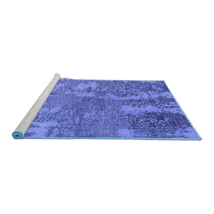 Sideview of Machine Washable Oriental Blue Industrial Rug, wshurb2594blu