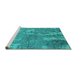 Sideview of Machine Washable Oriental Turquoise Industrial Area Rugs, wshurb2594turq