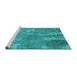 Sideview of Machine Washable Oriental Turquoise Industrial Area Rugs, wshurb2594turq