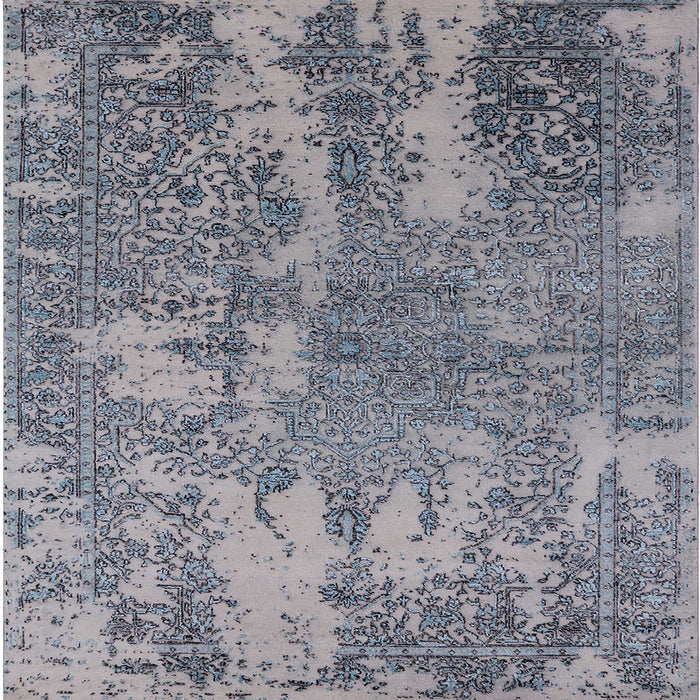 Square Mid-Century Modern Dark Gray Oriental Rug, urb2594