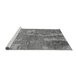 Sideview of Machine Washable Oriental Gray Industrial Rug, wshurb2594gry