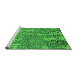 Sideview of Machine Washable Oriental Green Industrial Area Rugs, wshurb2594grn