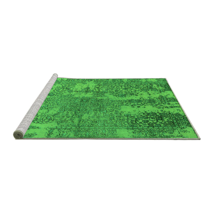 Sideview of Machine Washable Oriental Green Industrial Area Rugs, wshurb2594grn