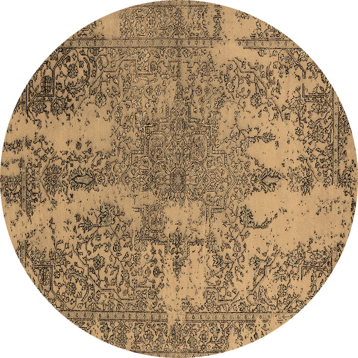 Round Oriental Brown Industrial Rug, urb2594brn