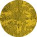 Round Oriental Yellow Industrial Rug, urb2594yw