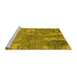 Sideview of Machine Washable Oriental Yellow Industrial Rug, wshurb2594yw