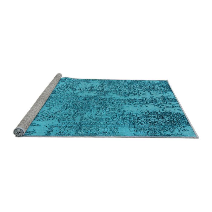 Sideview of Machine Washable Oriental Light Blue Industrial Rug, wshurb2594lblu