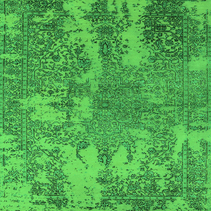 Square Machine Washable Oriental Green Industrial Area Rugs, wshurb2594grn