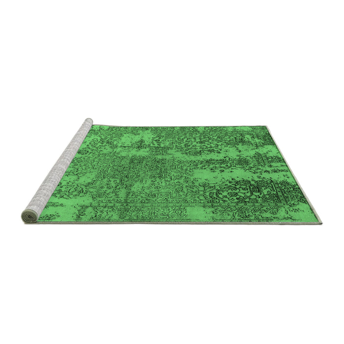 Sideview of Machine Washable Oriental Emerald Green Industrial Area Rugs, wshurb2594emgrn
