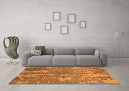 Machine Washable Oriental Orange Industrial Area Rugs in a Living Room, wshurb2594org