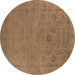 Round Oriental Brown Industrial Rug, urb2595brn