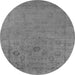 Round Machine Washable Oriental Gray Industrial Rug, wshurb2595gry