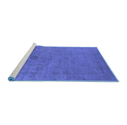 Sideview of Machine Washable Oriental Blue Industrial Rug, wshurb2595blu