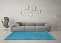 Machine Washable Oriental Light Blue Industrial Rug, wshurb2595lblu