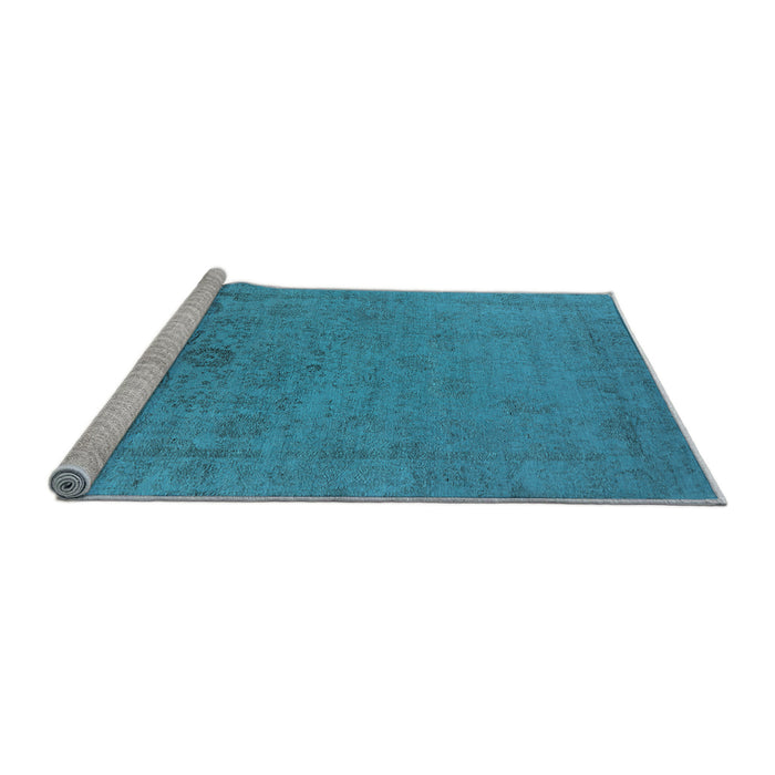 Sideview of Machine Washable Oriental Light Blue Industrial Rug, wshurb2595lblu