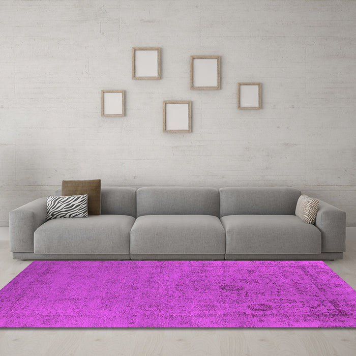 Machine Washable Oriental Pink Industrial Rug in a Living Room, wshurb2595pnk
