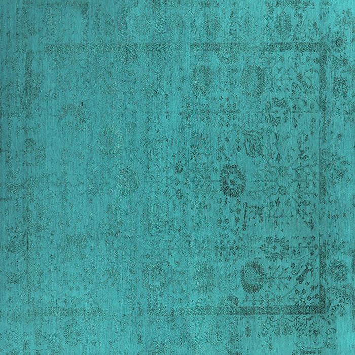 Square Machine Washable Oriental Turquoise Industrial Area Rugs, wshurb2595turq