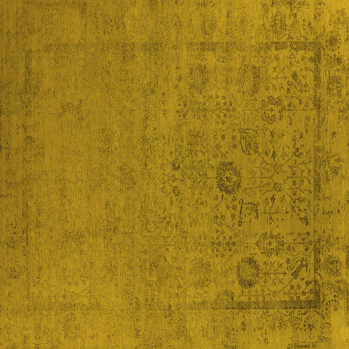 Square Machine Washable Oriental Yellow Industrial Rug, wshurb2595yw