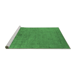 Sideview of Machine Washable Oriental Emerald Green Industrial Area Rugs, wshurb2595emgrn