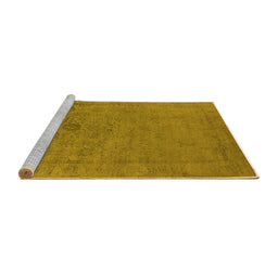 Sideview of Machine Washable Oriental Yellow Industrial Rug, wshurb2595yw