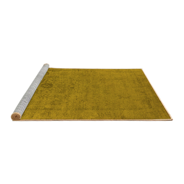 Sideview of Machine Washable Oriental Yellow Industrial Rug, wshurb2595yw
