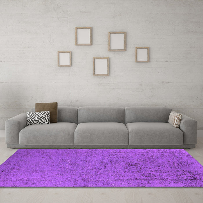 Machine Washable Oriental Purple Industrial Area Rugs in a Living Room, wshurb2595pur