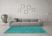 Machine Washable Oriental Turquoise Industrial Area Rugs in a Living Room,, wshurb2595turq