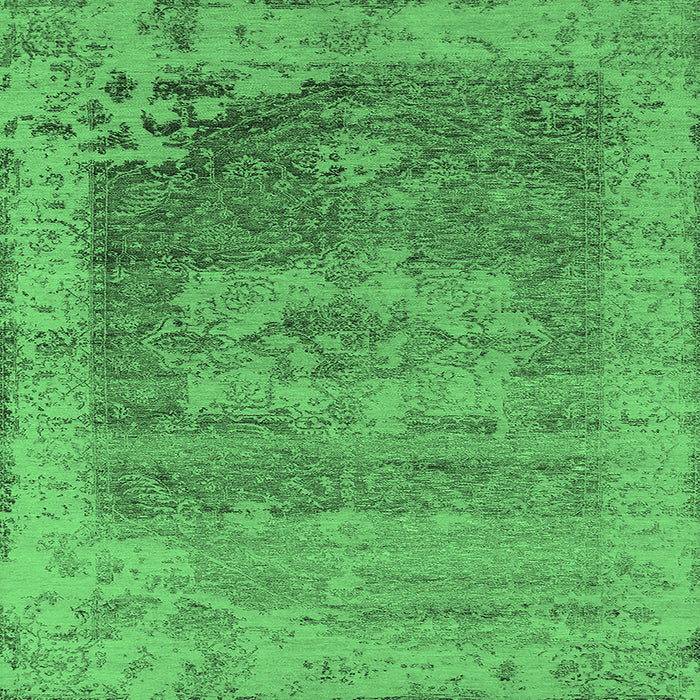 Square Oriental Emerald Green Industrial Rug, urb2596emgrn