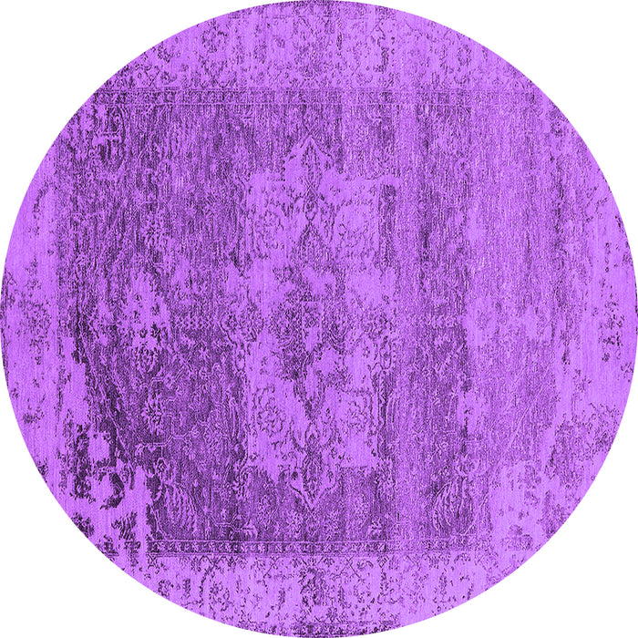 Round Machine Washable Oriental Purple Industrial Area Rugs, wshurb2596pur