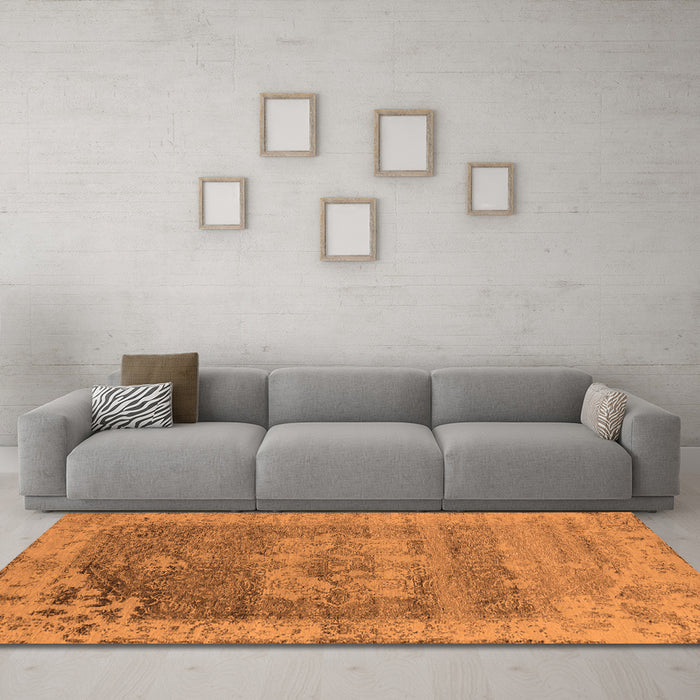 Machine Washable Oriental Orange Industrial Area Rugs in a Living Room, wshurb2596org