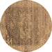 Round Oriental Brown Industrial Rug, urb2596brn