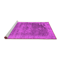 Sideview of Machine Washable Oriental Pink Industrial Rug, wshurb2596pnk